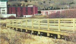 Boardwalk installed over wetlands with no long term environmental impact.